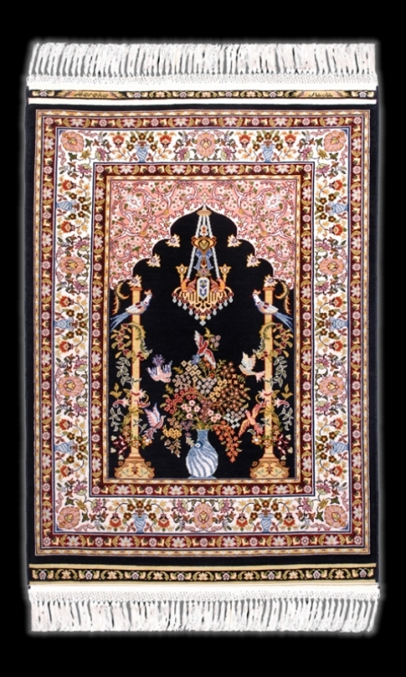 Hereke Silk Carpet Mihrab with Nazar Boncuk
